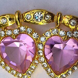 Vintage Smithsonian Destitute Double Pink Rhinestone Heart – Valentines Day